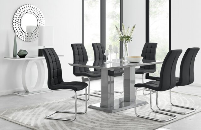 Imperia 6 Grey Dining Table and 6 Murano Chairs - image 1