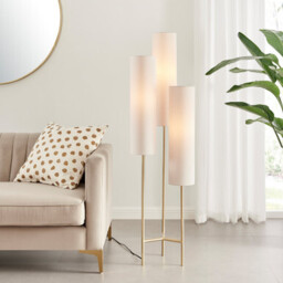 Suri White and Brass 3 Lamp Standing Floor Lamp