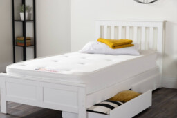 Azure White Solid Pine Single Bed Frame + Windsor Mattress + 2 Drawers - thumbnail 3