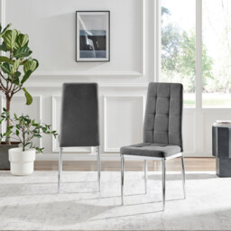 2x Paloma Grey Fabric Dining Chairs Silver Legs - thumbnail 2
