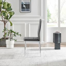 Furniturebox 2x Paloma Grey Dining Chairs Silver Legs, Fabric in Grey/Silver - Size: 40x96x49 cm - thumbnail 5