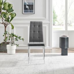 Furniturebox 2x Paloma Grey Dining Chairs Silver Legs, Fabric in Grey/Silver - Size: 40x96x49 cm - thumbnail 4