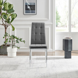 2x Paloma Grey Fabric Dining Chairs Silver Legs - thumbnail 4