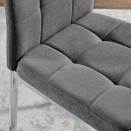 Furniturebox 2x Paloma Grey Dining Chairs Silver Legs, Fabric in Grey/Silver - Size: 40x96x49 cm - thumbnail 8