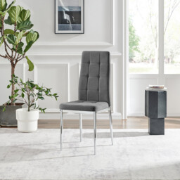 2x Paloma Grey Fabric Dining Chairs Silver Legs - thumbnail 3