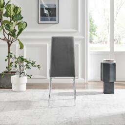 Furniturebox 2x Paloma Grey Dining Chairs Silver Legs, Fabric in Grey/Silver - Size: 40x96x49 cm - thumbnail 6