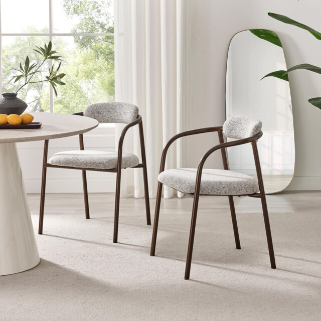 2x Rhea Grey Fabric Dining Chairs Bronze Legs - image 1