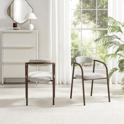 2x Rhea Grey Fabric Dining Chairs Bronze Legs - thumbnail 3