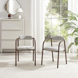 2x Rhea Grey Fabric Dining Chairs Bronze Legs - thumbnail 2