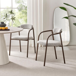 2x Rhea Grey Fabric Dining Chairs Bronze Legs - thumbnail 1