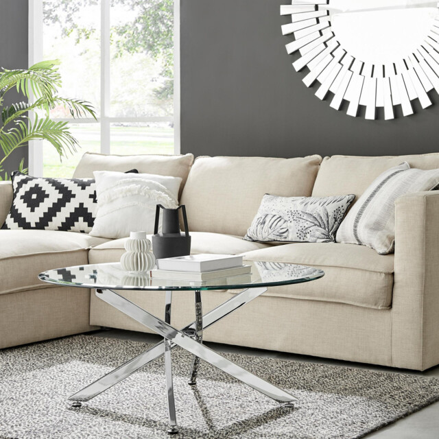Novara Round Glass and Silver Coffee Table - image 1