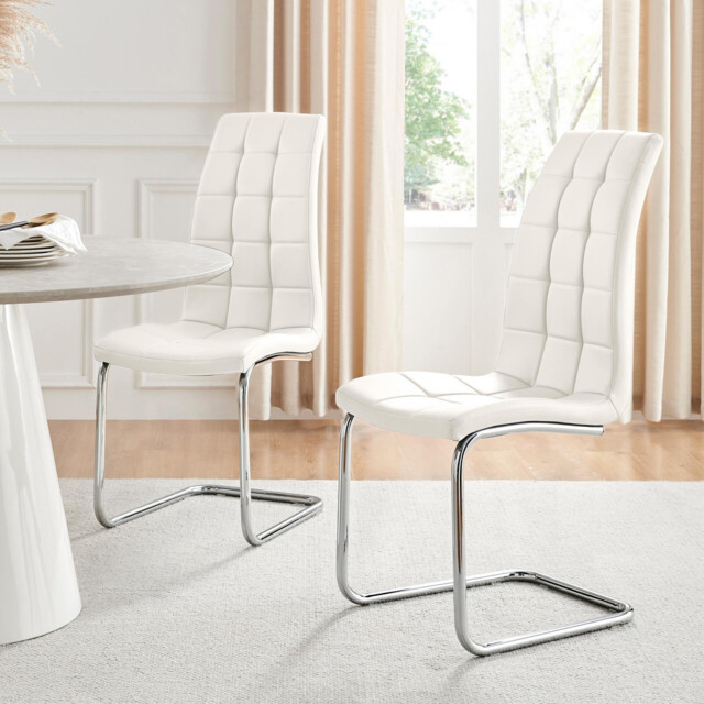 2x Murano White Dining Chairs - image 1