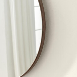 Inga Walnut Wood Medium Round 80cm Wall Mirror - thumbnail 3
