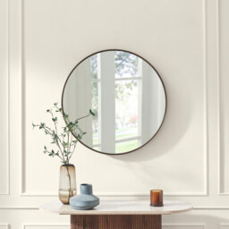 Inga Walnut Wood Medium Round 80cm Wall Mirror - thumbnail 2