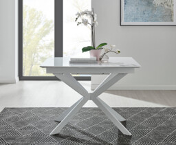 Lira 120 Extending Dining Table and 6 Milan Chrome Leg Chairs - thumbnail 4