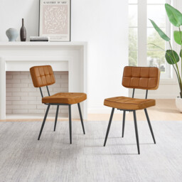 2x Braxton Tan Faux Leather Dining Chairs - thumbnail 2