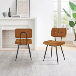 2x Braxton Tan Faux Leather Dining Chairs - thumbnail 3