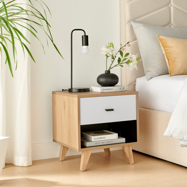 Bisset 1 Drawer Wood Bedside Table - image 1