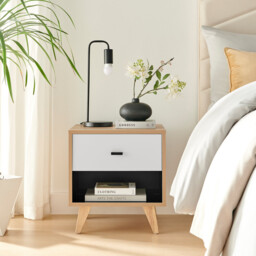 Bisset 1 Drawer Wood Bedside Table - thumbnail 2