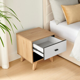Bisset 1 Drawer Wood Bedside Table - thumbnail 3