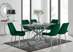 Lira 100cm Grey Metal Extending Dining Table & 6 Pesaro Silver Leg Chairs - thumbnail 4