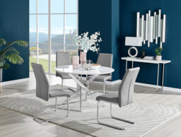 Novara White High Gloss 120cm Round Dining Table & 4 Lorenzo Chairs - thumbnail 3
