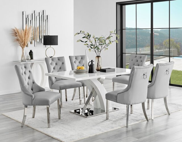 Atlanta 6 Table & 6 Velvet Belgravia Chairs - image 1