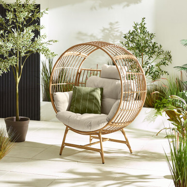 Boca Beige Rattan & Cream Cocoon Garden Egg Chair - image 1