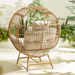 Boca Beige Rattan & Cream Cocoon Garden Egg Chair - thumbnail 3