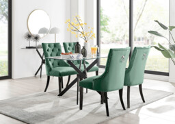 Leonardo Black Leg Glass Dining Table & 4 Belgravia Black Leg Chairs - thumbnail 3