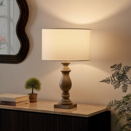 Maurice Grey Turned Wood Style Table Lamp - thumbnail 3