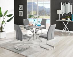 Novara Grey Concrete Effect Round Dining Table & 4 Lorenzo Chairs - thumbnail 2