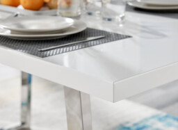 Kylo White High Gloss Dining Table & 6 Milan Chrome Leg Chairs - thumbnail 2