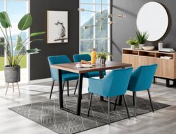 Kylo Brown Wood Effect Dining Table & 4 Calla Black Leg Chairs