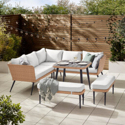 Seychelles Beige Rattan 9 Seat Corner Sofa Garden Dining Set - thumbnail 1