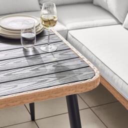 Furniturebox Seychelles Beige 9 Seat Corner Sofa Garden Dining Set, Rattan in Beige/Cream/Black - Size: 200x70x70 cm - thumbnail 5