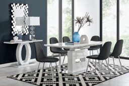 Arezzo Large Extending Dining Table and 6 Corona Silver Leg Chairs - thumbnail 1