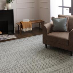 Korra Grey Aztec Patterned Rug - thumbnail 1