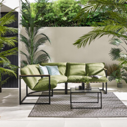 Hydra Black Metal & Green 5 Seat Garden Corner Sofa Set - thumbnail 2