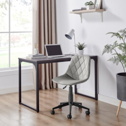 Tessa Grey Velvet Office Chair - thumbnail 1