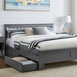 Azure Grey Solid Pine King Bed Frame + 2 Drawers - thumbnail 1