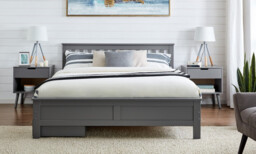 Azure Grey Solid Pine King Bed Frame + 2 Drawers - thumbnail 2
