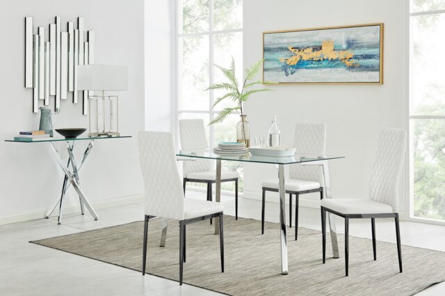 Cosmo Dining Table and 4 Milan Black Leg Chairs - image 1