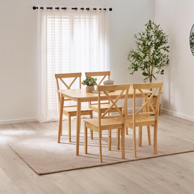 Lynton Small Oak Effect Solid Wood Dining Table & 4 Millford Chairs - image 1