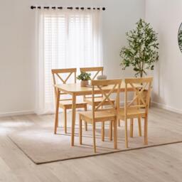 Lynton Small Oak Effect Solid Wood Dining Table & 4 Millford Chairs - thumbnail 1