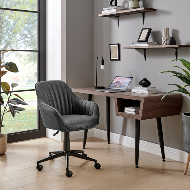 Booker Black Faux Leather Swivel Office Chair - image 1