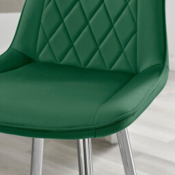 2x Pesaro Green Velvet Counter Stools Silver Legs - thumbnail 3