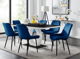 Giovani 6 Black Dining Table & 6 Pesaro Black Leg Chairs - thumbnail 4