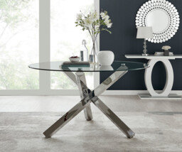 Vogue Round Dining Table and 4 Pesaro Gold Leg Chairs - thumbnail 2