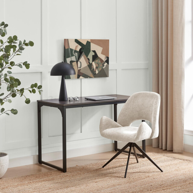 Layla Cream Fabric Swivel Office Chair - image 1